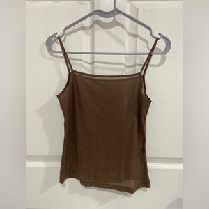 C- SOLEIL Metallic Brown Sheer Cami Top